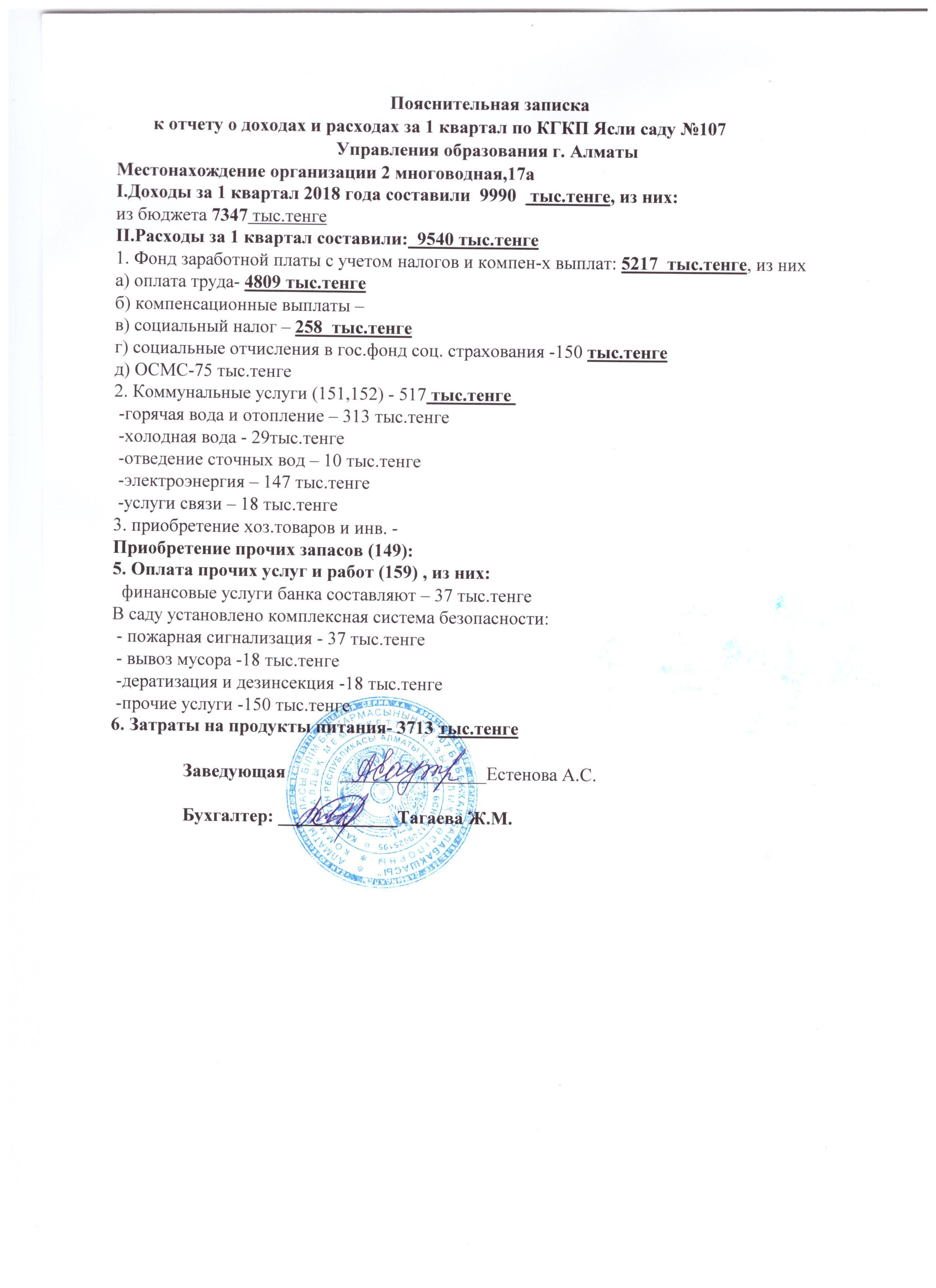 отчёт о доходах и расходах
